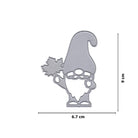 Die Stanzschablone Weihnachtswichtel mit Mütze (9 x 6,7 cm) von Stanzenshop.de ist ein gestanzter Wichtel mit Blatt, ideal für Bastelprojekte und zum Hinzufügen von Weihnachtszauber - auf weißem Hintergrund.