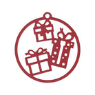 Die Stanzschablone Geschenke im Kreisrahmen von Stanzenshop.de zeigt drei Geschenkboxen mit Schleifen im runden Rahmen - ideal für Weihnachten oder als Bastelideen-Mittelpunkt mit deiner Lieblings-Geschenkstanze.