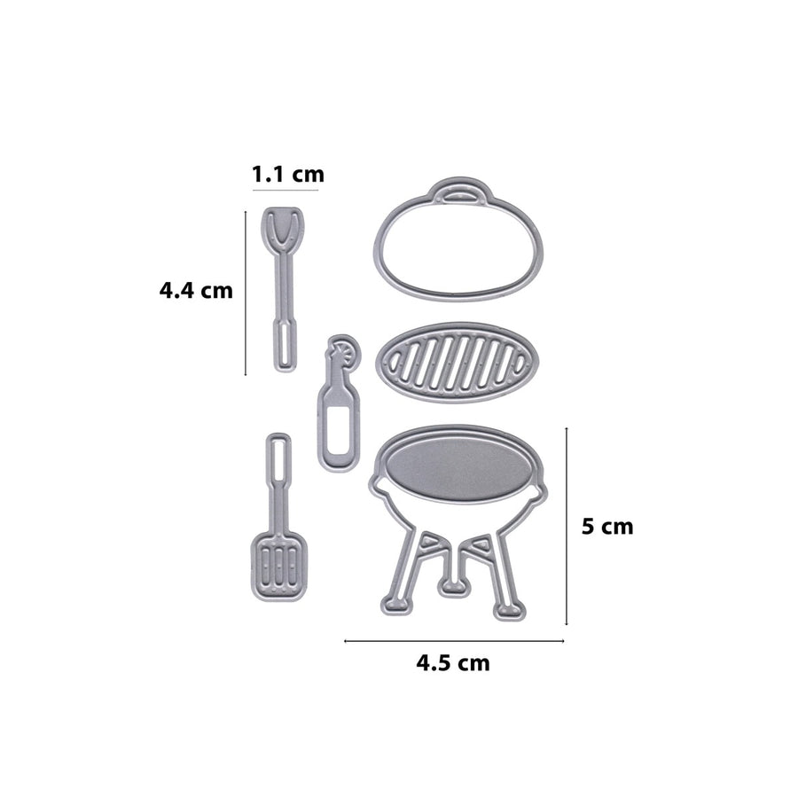 Größenangabe für Stanzschablone Grill mit BBQ-Motiven