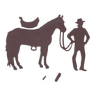 Die Stanzschablone "Cowboy mit Pferd" von Stanzenshop.de ist ideal für Bastelprojekte, die echtes Wildwest-Flair einfangen - ein Cowboy mit Hut und Pferd, ergänzt durch Sattel und kleine Details.