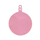 Die Stanzschablone Weihnachtskugel mit Aufhänger von Stanzenshop.de ist ein flacher, runder, rosafarbener Papierausschnitt mit einem Loch zum Aufhängen, perfekt als festlicher Weihnachtsbaumschmuck.