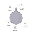 Die Stanzschablone Weihnachtskugel mit Aufhänger von Stanzenshop.de wird zentral dargestellt, umrahmt von vier deutschen Symbolen, die ihre Schärfe, Haltbarkeit und Kompatibilität mit Schneidemaschinen betonen.