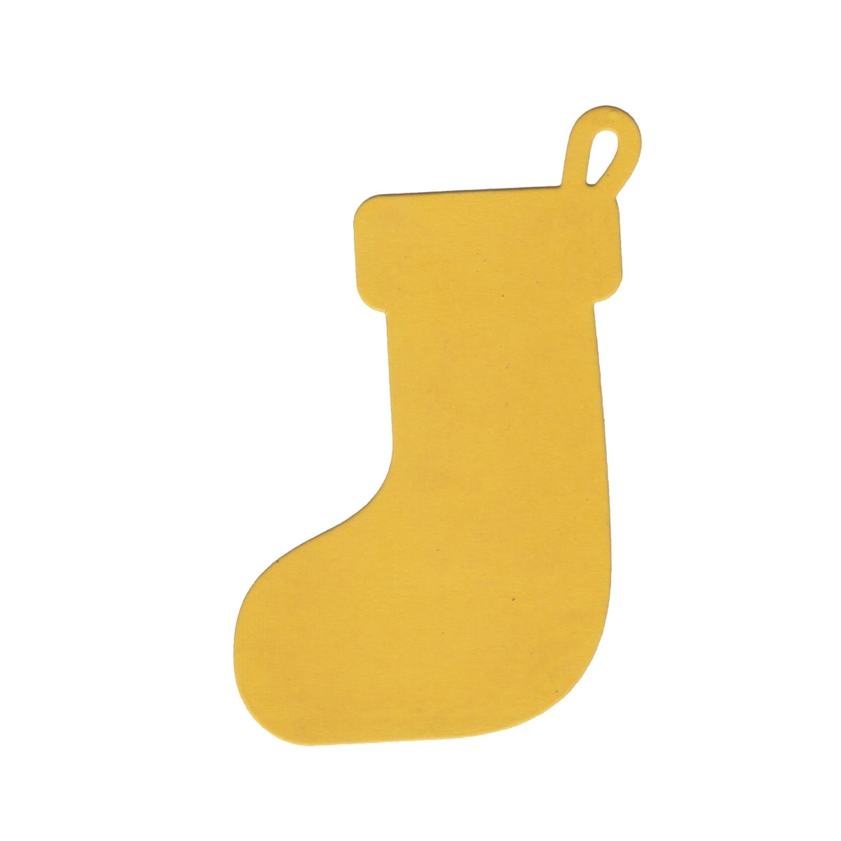 Die Stanzschablone Weihnachtssocke mit Aufhänger von Stanzenshop.de ist ideal als Baumschmuck oder für Bastelideen - in leuchtendem Gelb und mit einer Schlaufe zum einfachen Aufhängen in der Weihnachtszeit.