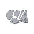 Die Stanzschablone Eistüte mit Eiskugeln von Stanzenshop.de enthält eine große Eistütenform und Kugeln - ideal für Bastelideen oder Geschenkideen - auf weißem Hintergrund.