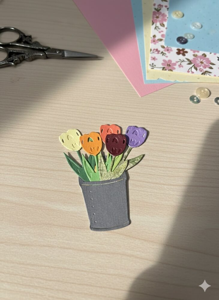 Inspiration Stanzschablone Gießkanne & Frühlingsblumen