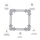 Stanzschablone Rahmen mit Blumenzweigen von Stanzenshop.de: Metallische Stanze mit dekorativen Kanten, ideal für Rahmen und Deko im Winter. Deutsche Icons zeigen Schärfe, Langlebigkeit, Präzision und Kompatibilität mit allen Stanzmaschinen.