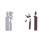 Das Stanzschablone Kerzen-Duo mit Wachs von Stanzenshop.de enthält zwei Metallschablonen für Kerzenformen und separate Wachstropfen - ideal für kreative Bastelideen oder als festliches Highlight.