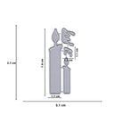 Die Stanzschablone Kerzen-Duo mit Wachs von Stanzenshop.de ist eine silberne Metallform (7,6 x 3,1 cm), gestaltet als zwei Kerzen mit Flammen und Wachs - perfekt für festliche Bastelideen.