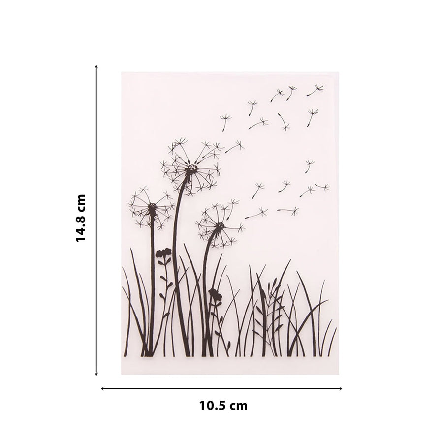 Größenangabe für Embossing Folder Pusteblume im Sommerwind