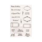 Das Clear Stamp und Stanzen Set - Vintage Label mit englischen Texten von Stanzenshop.de bietet Grüße, verschnörkelte Etiketten und nostalgische Motive - ideal für DIY Anhänger oder Geschenkanhänger auf Ihren handgemachten Projekten.