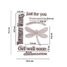 Der Clear Stamp "Libelle & liebevolle Wünsche" von Stanzenshop.de bietet stilvolle Sprüche wie "Geburtstagswünsche", "Just for you" und ein elegantes Libellenmotiv - perfekt für kreative Grußkarten!.