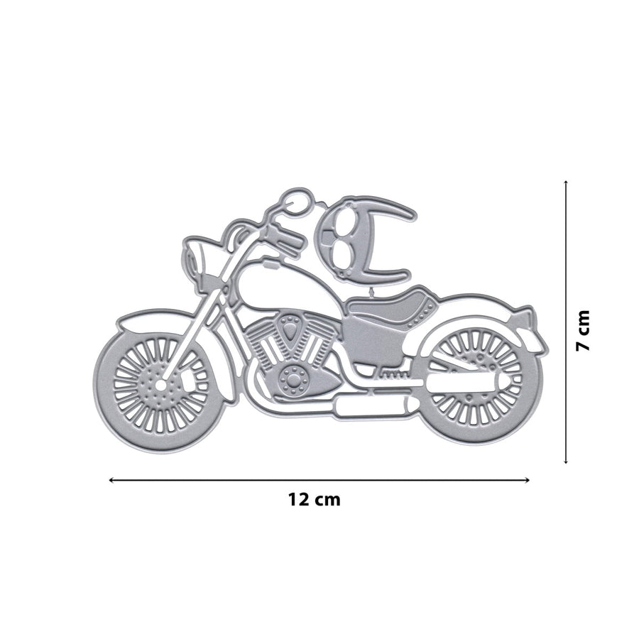 Größenangabe für Stanzschablone Motorrad im Retro-Look
