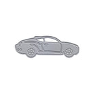 Die Stanzschablone Sportwagen von Stanzenshop.de zeigt den grauen Umriss eines Sportwagens mit Rädern, Fenstern und Tür - ideal als kreative Inspiration für Autofans oder als cooles Projekt am Basteltisch.