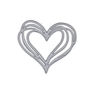 Die Stanzschablone Herz im Linien-Look von Stanzenshop.de zeigt einen silbernen, abstrakten Herzumriss mit fließenden Linien - ideal für Valentinskarten oder Hochzeitseinladungen.