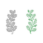 Die Stanzschablone Mistelzweig von Stanzenshop.de und ein grünes Papiermotiv sind abgebildet - ideal für kreative Bastelideen in der Weihnachtszeit.