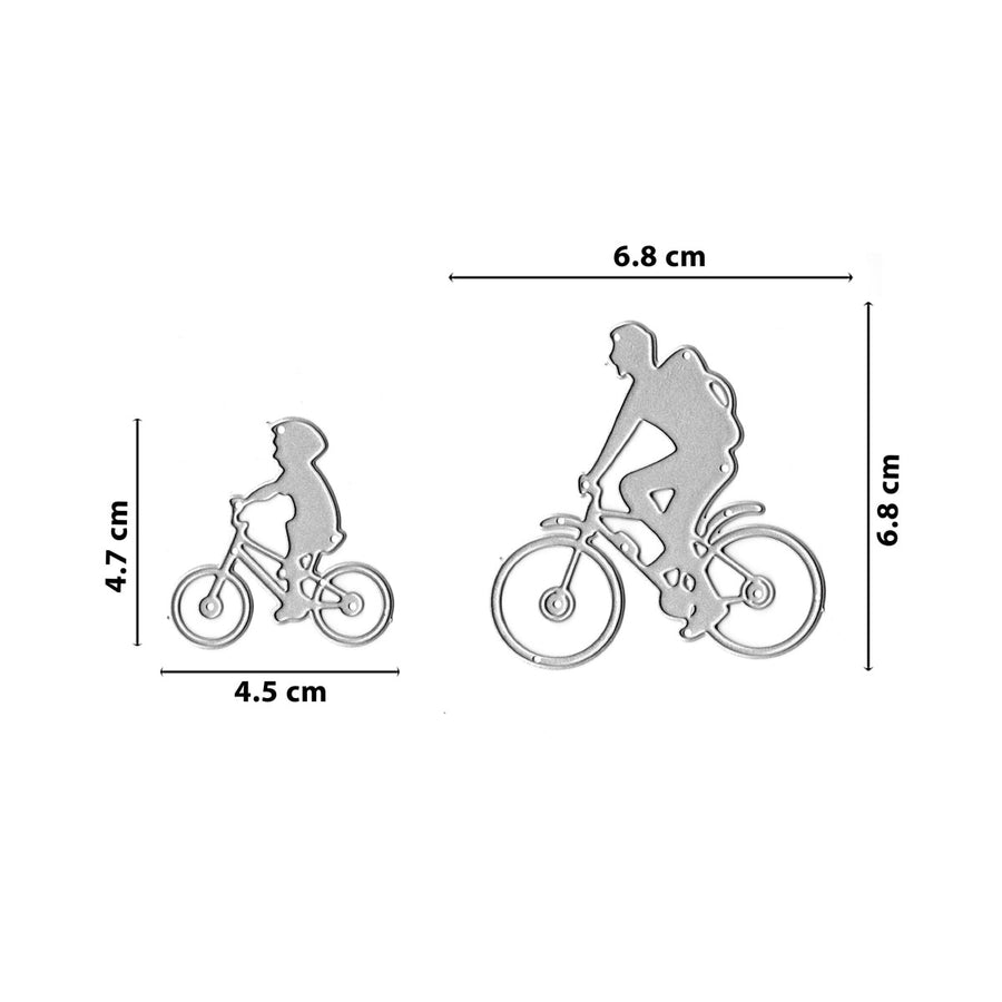 Größenangabe für Stanzschablone Vater & Kind auf Fahrradtour