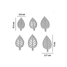 Die Stanzschablone Blätter-Mix mit Adern und Kontur von Stanzenshop.de enthält sechs Stanzformen in Blattsilber (2,6 × 4,5 cm, 2,7 × 5 cm), ideal für Bastelideen oder kreative Herbstprojekte.