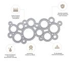 Die Stanzschablone Mehrere Kreise aneinander eignet sich ideal zum Basteln und Scrapbooking. Die Symbole mit deutscher Beschriftung heben Schärfe, Haltbarkeit und Kompatibilität mit Standardmaschinen hervor.