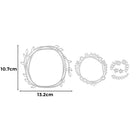 Drei "Stanzschablone Zwei Kreise mit Blumen" von Stanzenshop.de in verschiedenen Größen; die größte ist 13,2 x 10,7 cm - ideal für Scrapbooking oder Kartenherstellung - plus zwei kleinere passende Blumenkreisrahmen auf der rechten Seite.