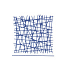 Ungleichmäßige blaue Linien bilden ein quadratisches Gitter, hergestellt mit der Stanzschablone Gittermuster von Stanzenshop.de, plus eine einzelne horizontale Linie darunter - ideal für Karten basteln oder Scrapbooking auf weißem Hintergrund.