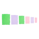 Sechs gewellte Rahmen-Stanzschablonen von Stanzenshop.de in verschiedenen Größen sind auf weißem Hintergrund angeordnet - ideal für Bastel- und Scrapbooking-Projekte.