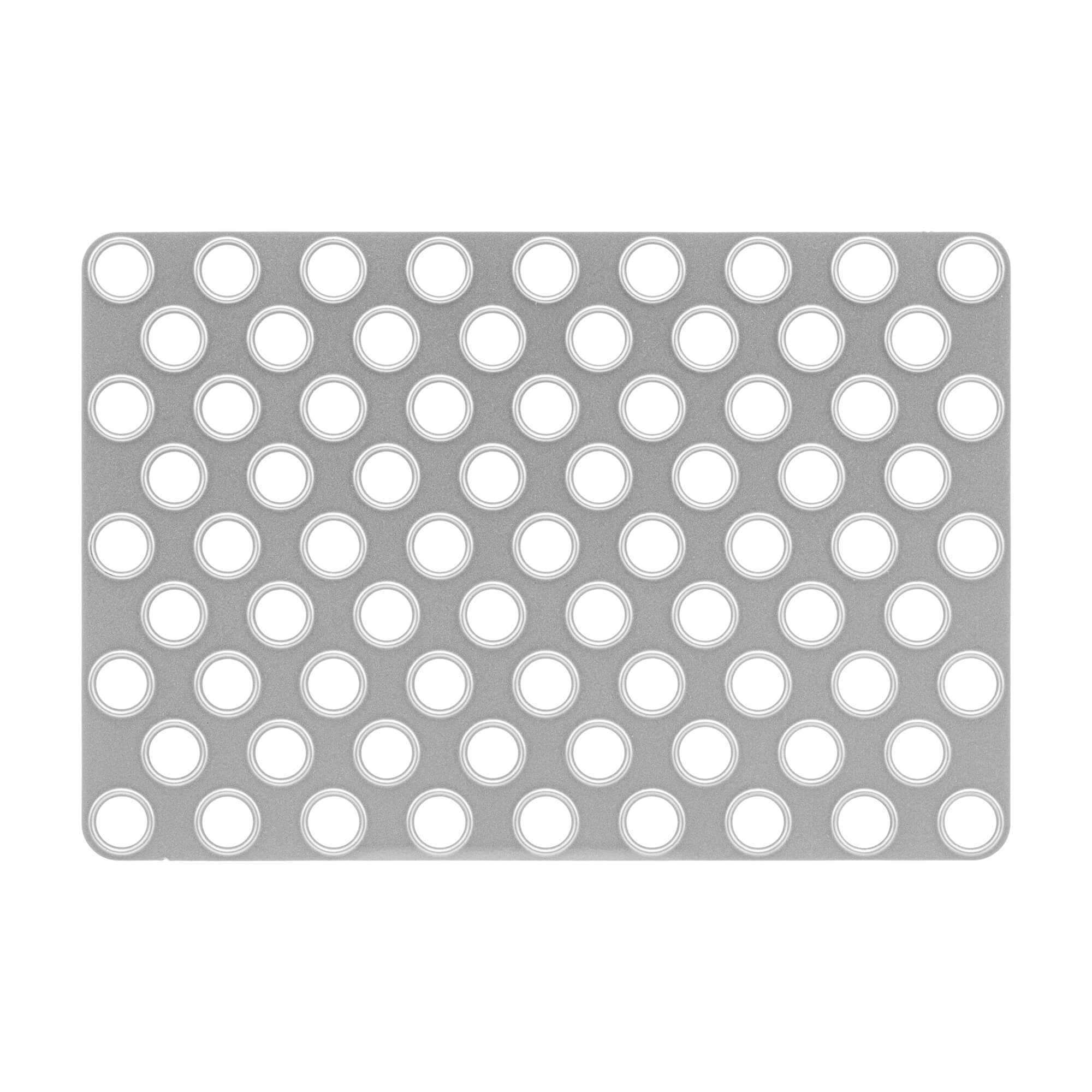 Die Stanzschablone: Platte mit kleinen Löchern von Stanzenshop.de ist eine rechteckige Metallschablone mit gleichmäßig angeordneten runden Löchern-ideal für kreative Scrapbooking-Projekte.