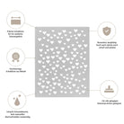 Die Stanzschablone Platte mit Herzen von Stanzenshop.de ist eine rechteckige Metallstanze mit Herzausschnitten, die sich durch Schärfe, Haltbarkeit, Qualität und Kompatibilität auszeichnet - perfekt für Scrapbooking oder Karten basteln mit den meisten Stanzmaschinen.