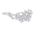 Die Stanzschablone Welle aus Herzen von Stanzenshop.de ist eine silberne Metallstanze mit verschiedenen Herzen und Kreisen in einem Wellenmuster, ideal für Scrapbooking und kreative Bastelprojekte.