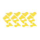 Die Stanzschablone Fotoecken von Stanzenshop.de bietet gelbe Papier-Ecklesezeichen mit dekorativen Randmotiven, ideal für Scrapbooking oder als Fotoecken, sauber aufgereiht auf weißem Hintergrund.