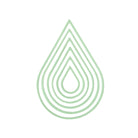 Die Stanzschablone Sechs Tropfen" von Stanzenshop.de zeigt ein hellgrünes geometrisches Muster aus sechs konzentrischen Tropfen auf Weiß - ideal zum Basteln oder als einzigartiges Motiv für Ihr nächstes Bastelprojekt.