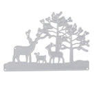 Die Stanzschablone: Winterlandschaft mit drei Rehen von Stanzenshop.de zeigt drei Rehe neben zwei Bäumen - ideal für Basteln Deko, festliches Stanzen Weihnachten, oder Scrapbooking Projekte.