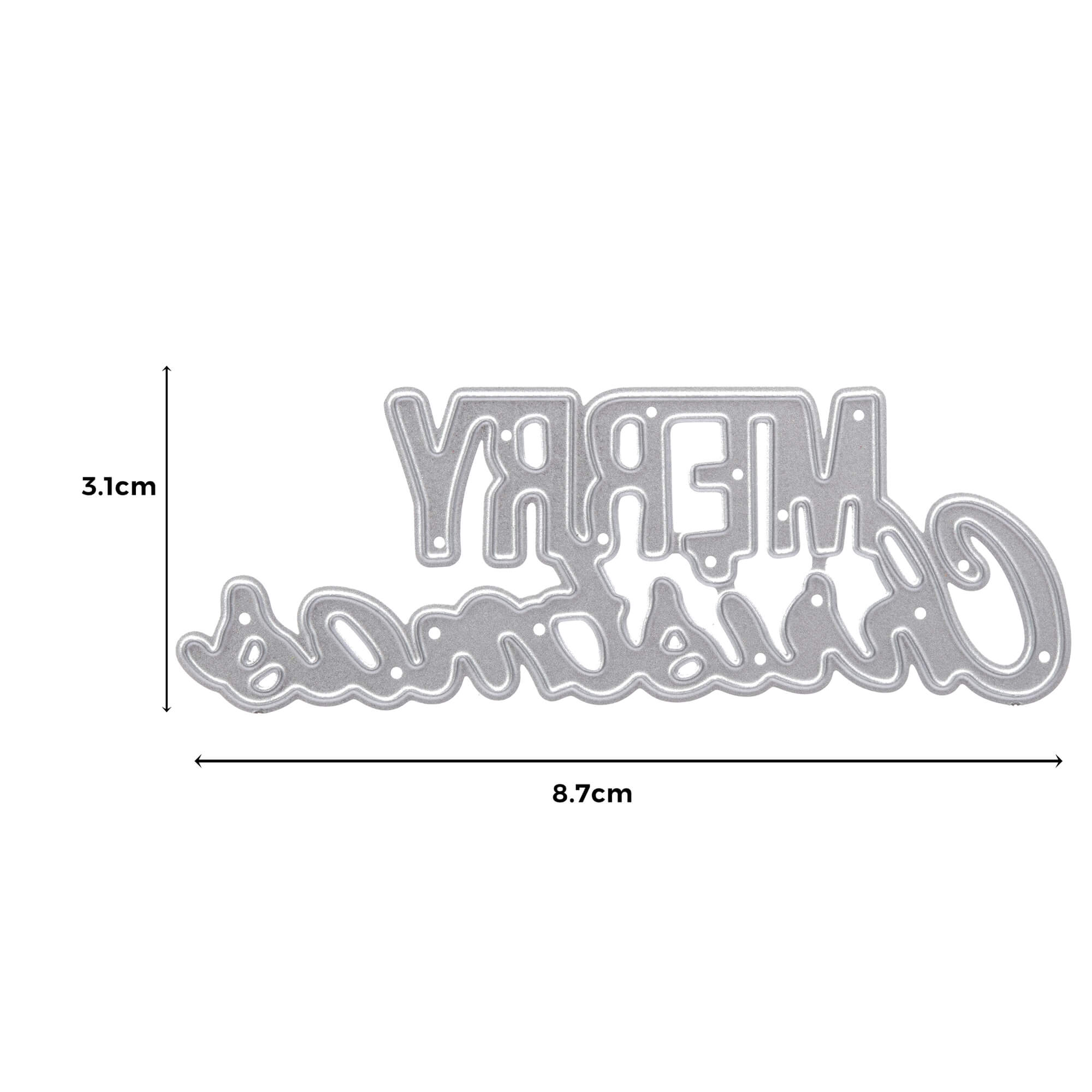 Die Stanzenshop.de Stanzschablone: Schriftzug Merry Christmas, 8,7 x 3,1 cm, ist perfekt für Basteln Weihnachten oder Stanzen Scrapbooking und verfügt über Messlinien zum einfachen Basteln.