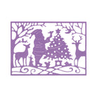 Lila Silhouette von Weihnachtsmann, Tieren und Weihnachtsbaum im Rahmen - Stanzschablone: Weihnachtsmann, Tiere und Baum im Rahmen von Stanzenshop.de. Ideal für Scrapbooking oder Basteln von Weihnachtsprojekten mit Ihren Lieblingsstanzwerkzeugen.
