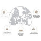 Die Stanzschablone "Winterlandschaft im Halbkreis" von Stanzenshop.de zeigt eine Waldszene mit Bäumen und Hirschen - ideal für Basteln, Karten oder Stanzen zu Weihnachten. Deutsche Icons setzen auf Qualität, Präzision und Kompatibilität.