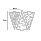 Die "Stanzschablone Drei verschiedene Tannenbäume" von Stanzenshop.de enthält drei Metallschablonen in festlicher Dreiecksform, jeweils 6,6 cm hoch x 4,1 cm breit, ideal zum Basteln. Inklusive Größenanleitung.