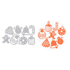 Das Stanzenshop.de Stanzschablone: Set mit acht Weihnachtsmotiven enthält Metallausstecher-Glocke, Kerze, Zuckerstange, Ornamente, Lebkuchenmann & Schneemann-ideal für Weihnachtsmotive Basteln oder Stanzen Karten.