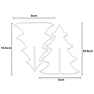 Zwei transparente Stanzenshop.de Stanzschablone 3D Tannenbaum Schablonen für Basteln Winter oder Weihnachten, jeweils 8cm breit und 10,5cm hoch mit angegebenen Maßen, werden nebeneinander dargestellt.