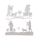 Die Stanzschablone Hirten von Stanzenshop.de enthält zwei Metallstempel von Hirten, Schafen, einem Stern und einer Landschaft - ideal zur Kartenherstellung oder zum Krippenbasteln mit Ihrem Lieblingsweihnachtsmotiv.