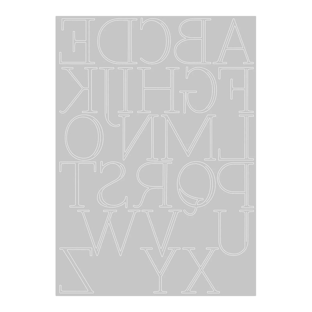 Ein Bild des Sizzix • Thinlits Die Elegant Capitals-Alphabets mit weißem Hintergrund.