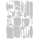 Abstrakte Illustration mit verzerrten, länglichen Formen in Grau und Rot auf Weiß - die ideale Inspiration für Sizzix-Fans oder kreative Projekte mit den Sizzix 666331 Thinlits Stanzschablonen Candleshop Colorize.