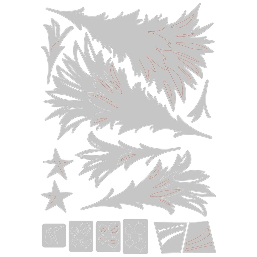 Ein Satz Sizzix • Thinlits Stanzschablonen Trim a Tree Colorize-Schablonen mit Blumen.