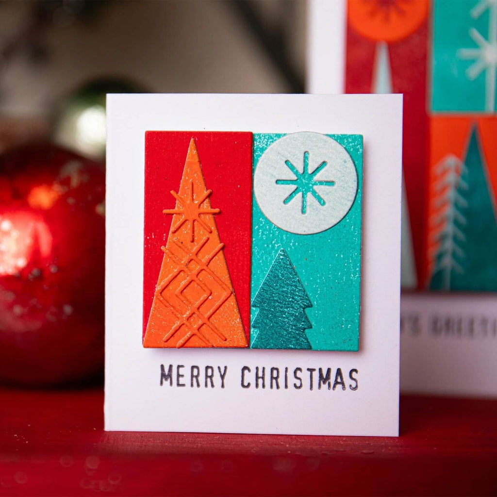 Weihnachtskarten mit Sizzix • Thinlits Stanzschablonen, Weihnachtsblöcke und Ornamente.
