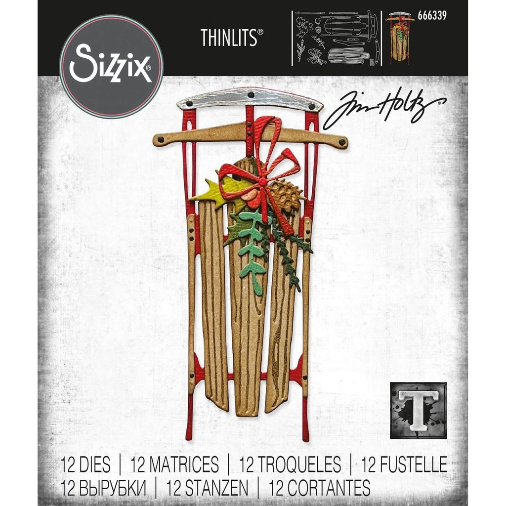 Sizzix • Thinlits Stanzschablonen Vintage Sled - Schlittenstanzen für Weihnachten.