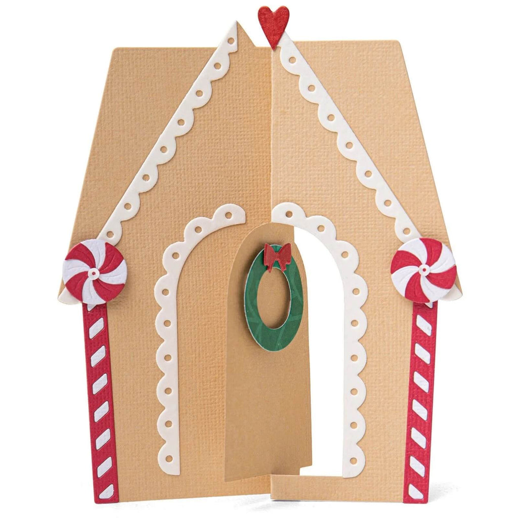 Eine Weihnachtskarte mit einem Sizzix • Thinlits Die Set Card Gingerbread House.