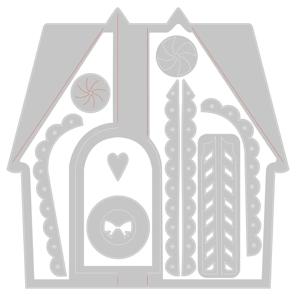 Ein bezauberndes Lebkuchenhaus mit skurrilen Dekorationen, erstellt mit Sizzix • Thinlits Die Set Card Lebkuchenhaus für ein entzückendes Karten-Design.