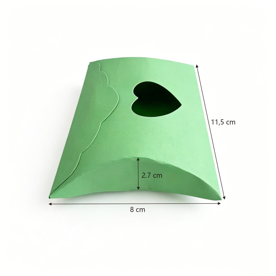 Größenangabe für Stanzschablone Pillowbox mit Herzfenster