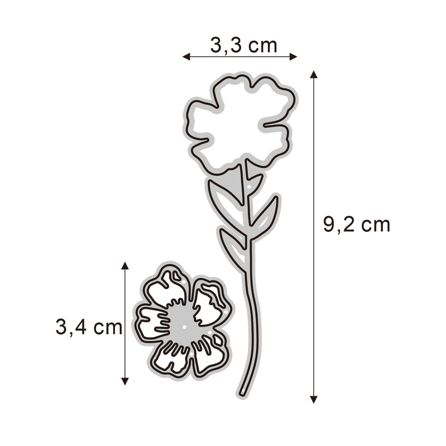 Größenangabe für Stanzschablone Cosmea Layering-Blume