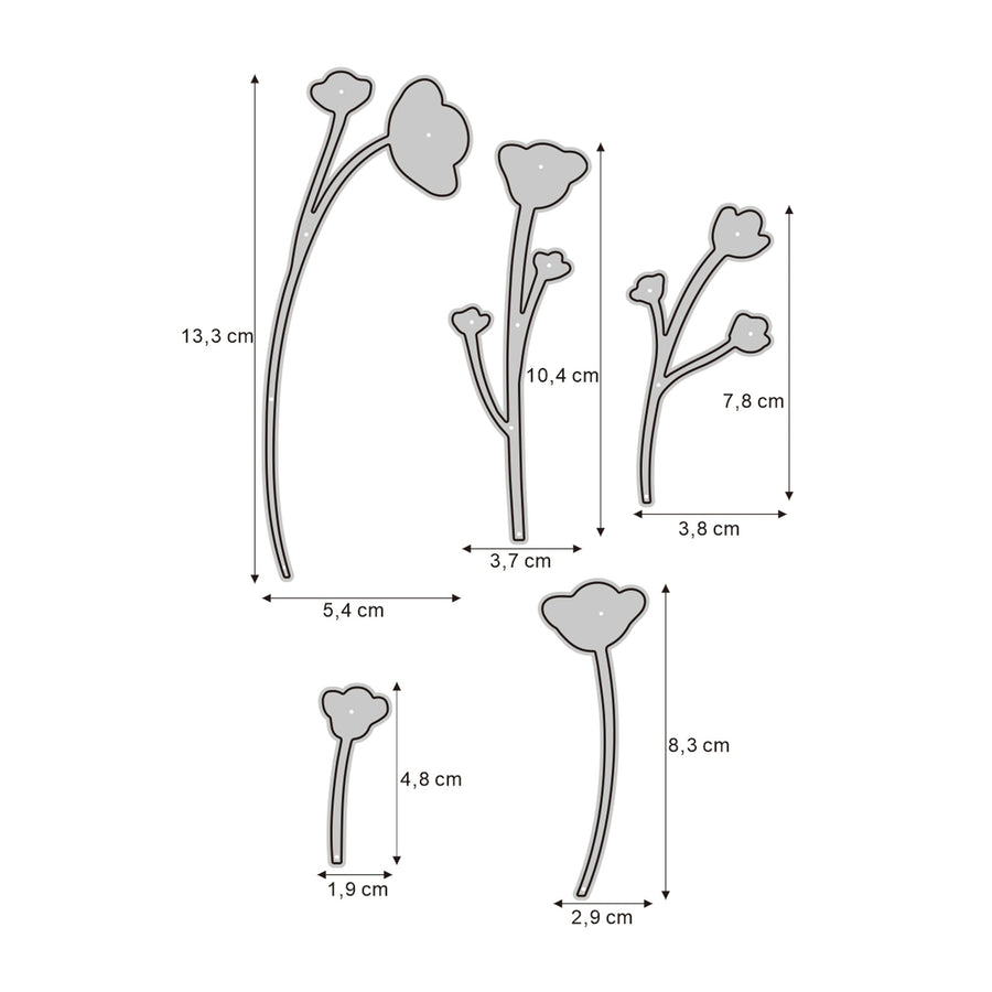 Stanzschablone Blumenstängel Set 5-teilig