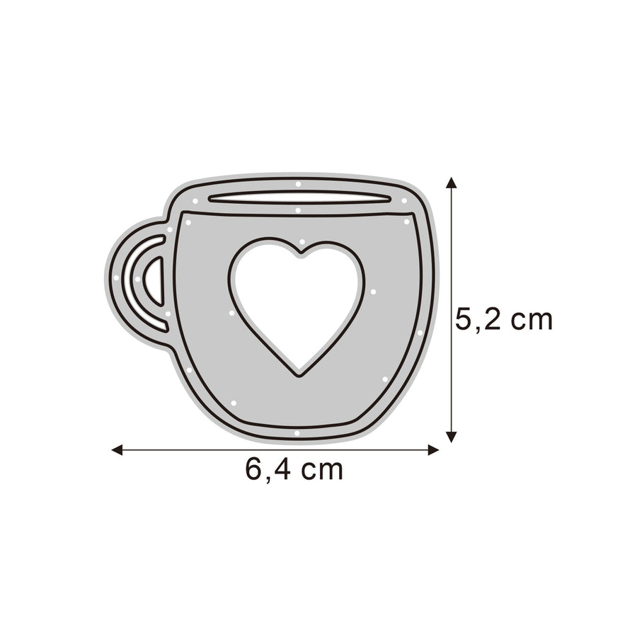 Größenangabe für Stanzschablone Tasse mit Herz