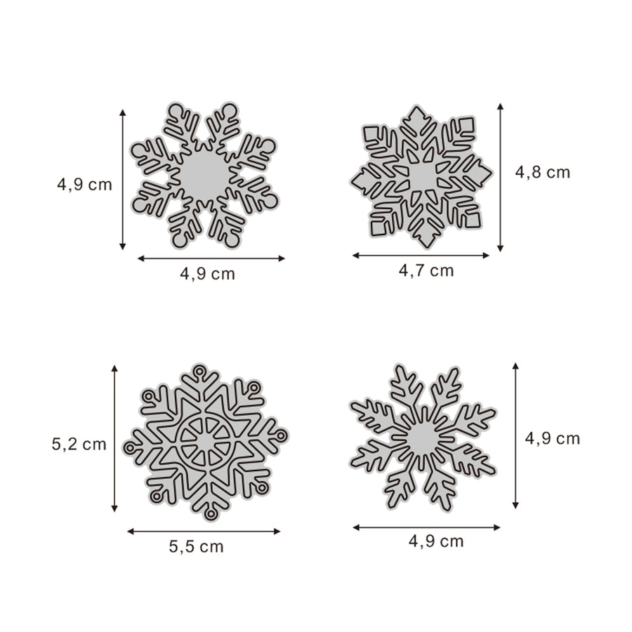 Größenangabe für Stanzschablone Winterkristalle Set 4-teilig